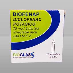 Diclofenac potasico 75mg/3ml x 1amp bioglas