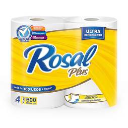 Papel hig rosal plus 600h x4 amarillo