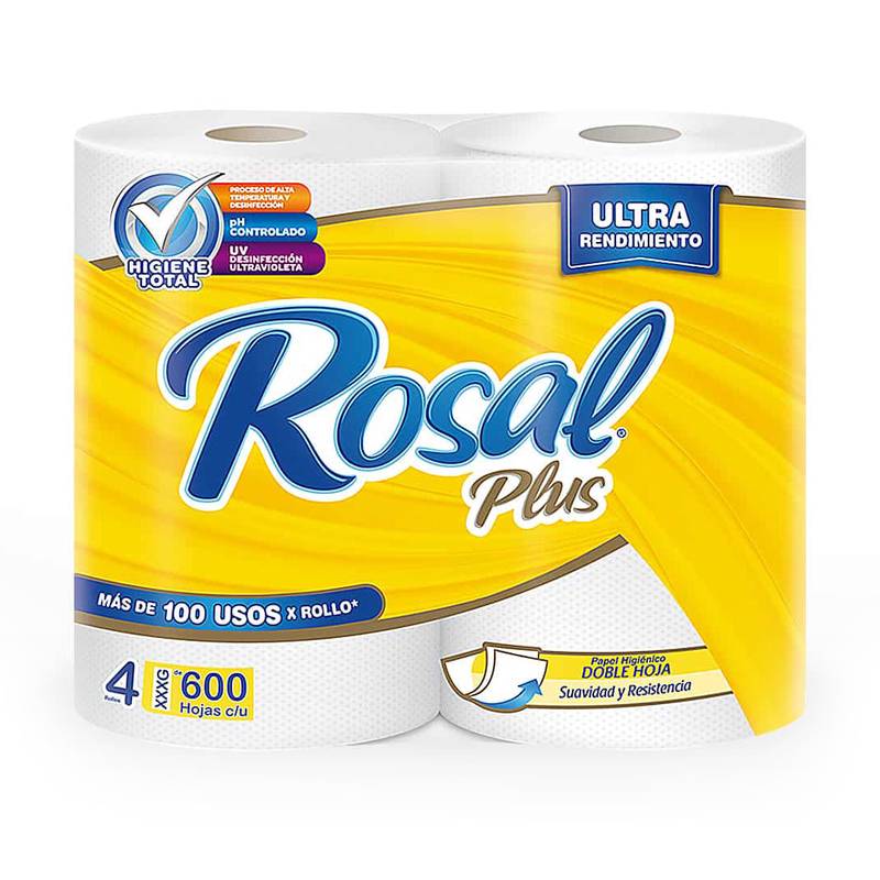 Papel hig rosal plus 600h x4 amarillo