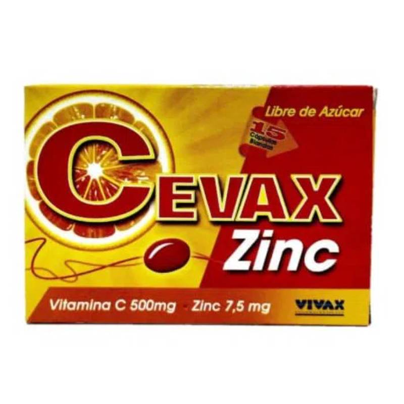 Cevax zinc 500mg/7.5mg x15caps blanda