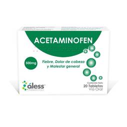 Acetaminofen 500mg x 20tab aless