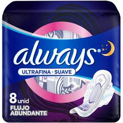 Toallas sanitarias always noche x 8 ultra fina 